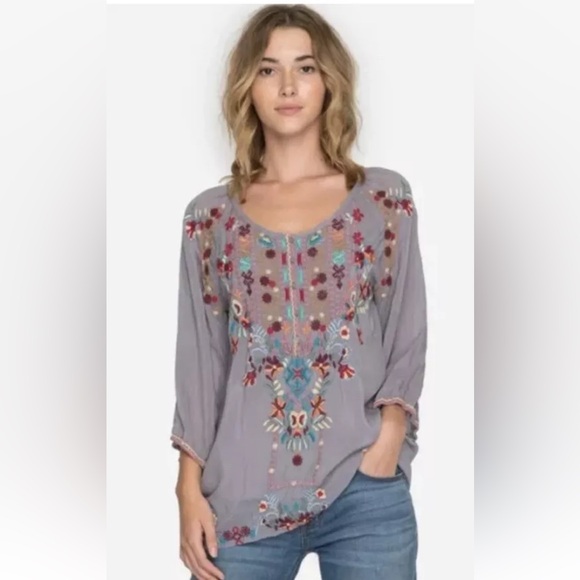 Johnny Was | Dolora Embroidered Georgette Blouse | Armor | Small‎ Top - Picture 1 of 11